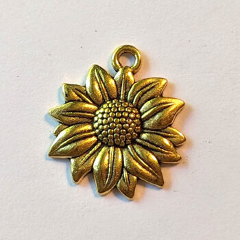 Sunflower Flower Charm Antique Gold