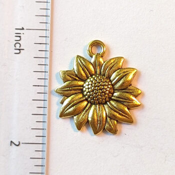 Sunflower Flower Charm Antique Gold - Image 2