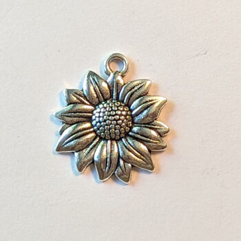 Sunflower Flower Charm Antique Silver