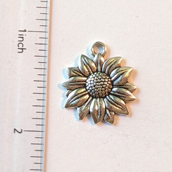 Sunflower Flower Charm Antique Silver - Image 2