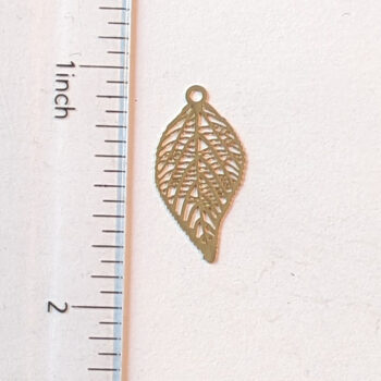 KC Gold Small Filigree Leaf Charm - Image 2