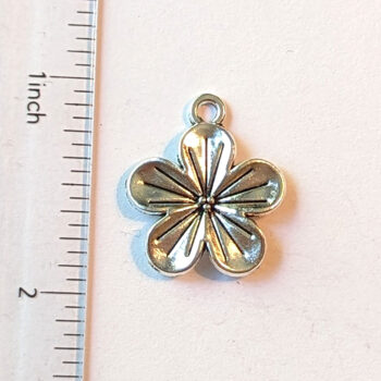 Five Petal Flower Charm Antique Silver - Image 2