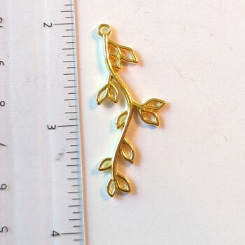 Branch Hollow Leaves Leaf Pendant / Connector Gold - Image 2