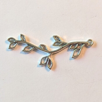 Branch Hollow Leaves Leaf Pendant / Connector Antique Silver