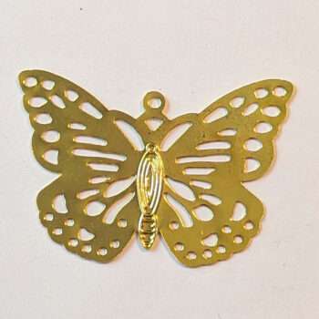 Large Lightweight Filigree Butterfly Pendant Gold