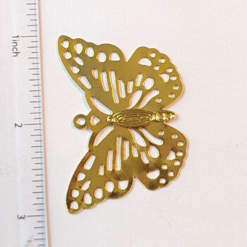 Large Lightweight Filigree Butterfly Pendant Gold - Image 2