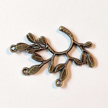 Curved Branch Leaves Leaf Connector Antique Bronze