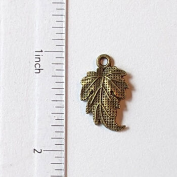 Small Curved Leaf Charm Antique Bronze - Image 2