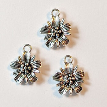 Delicate Flower Charm Antique Silver