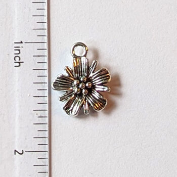 Delicate Flower Charm Antique Silver - Image 3