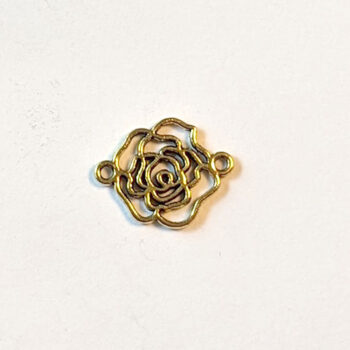 Small Hollow Rose Flower Connector Antique Gold - Image 2