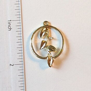 Branch Leaves Leaf Hoop Charm / Connector Gold - Image 2