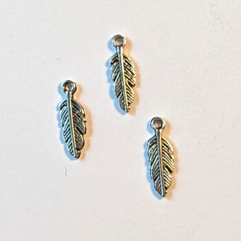 Tiny Feather Charm Antique Silver