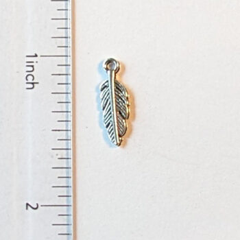 Tiny Feather Charm Antique Silver - Image 2