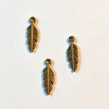 Tiny Feather Charm Antique Bronze