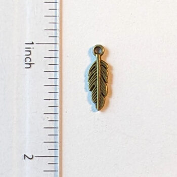 Tiny Feather Charm Antique Bronze - Image 3