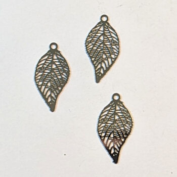 Silver Small Filigree Leaf Charm