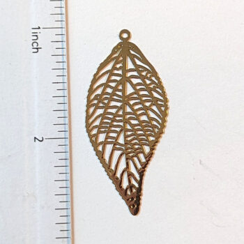 Gold Lightweight Filigree Leaf Pendant - Image 2