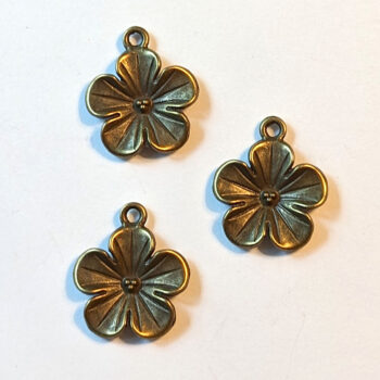 Five Petal Flower Charm Antique Bronze