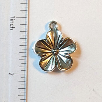 Five Petal Flower Charm Antique Silver - Image 5