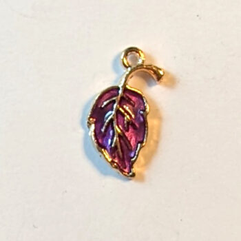 Purple Leaf Enamel Charm Gold