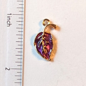 Purple Leaf Enamel Charm Gold - Image 2