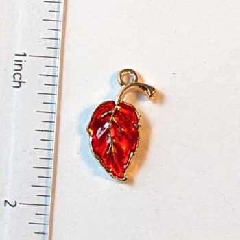 Red Leaf Enamel Charm Gold - Image 2