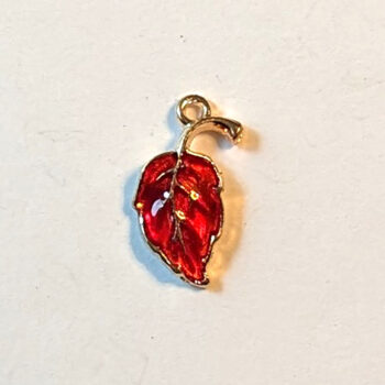 Red Leaf Enamel Charm Gold