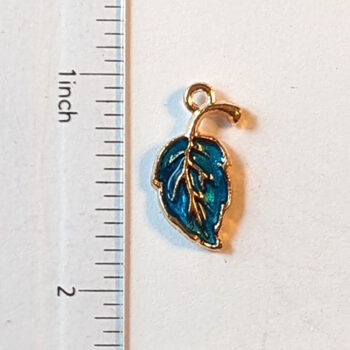 Blue Leaf Enamel Charm Gold