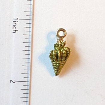 Olive Green Tulip Shell Enamel Charm - Image 2