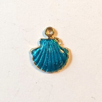 Blue Fan Scallop Shell Enamel Charm