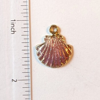 Pink Fan Scallop Shell Enamel Charm - Image 2