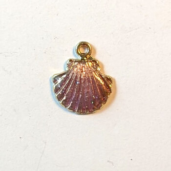 Pink Fan Scallop Shell Enamel Charm