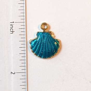 Blue Fan Scallop Shell Enamel Charm - Image 2