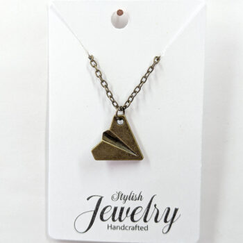 Origami Paper Airplane Pendant Necklace Antique Bronze - Image 5