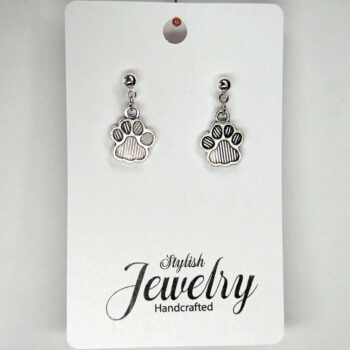 Dog Puppy Paw Prints Antique Silver Earrings - Image 5