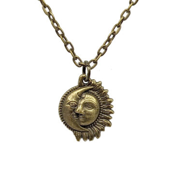 Antique Bronze Half Moon Sun Necklace