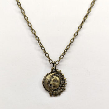 Antique Bronze Half Moon Sun Necklace - Image 4