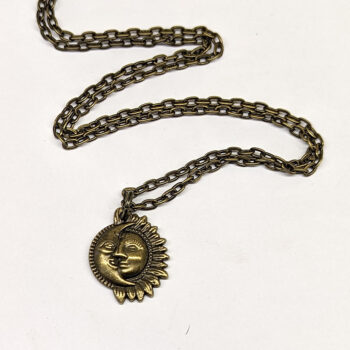 Antique Bronze Half Moon Sun Necklace - Image 3