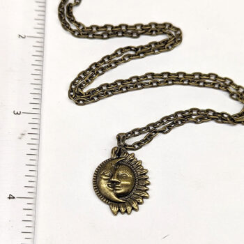 Antique Bronze Half Moon Sun Necklace - Image 2