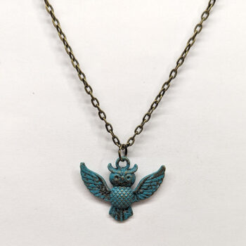 Antique Bronze Patina Flying Owl Vintage Style Necklace - Image 4