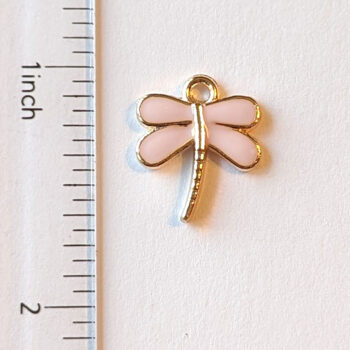 Gold Pink Enamel Dragonfly Charm - Image 2