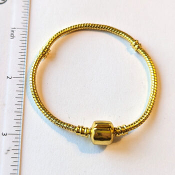 Gold Stainless Steel European Style 3 mm Charm Bracelet - Image 2