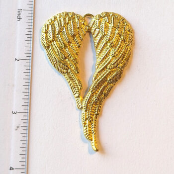 Large Angel Wings Pendant Gold - Image 2