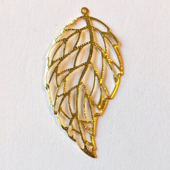 Large Cutout Filigree Leaf Pendant Gold