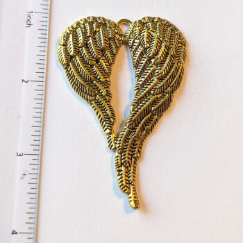 Large Angel Wings Pendant Antique Gold - Image 2