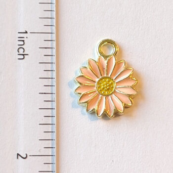 Pink Enamel Daisy Flower Charm Gold - Image 2