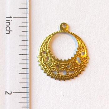 Lightweight Small Filigree Round Hoop Pendant Gold - Image 2