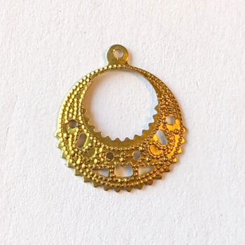 Lightweight Small Filigree Round Hoop Pendant Gold