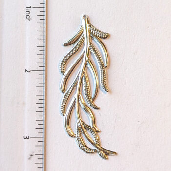 Large Filigree Stamped Leaf Pendant Silver - Image 2